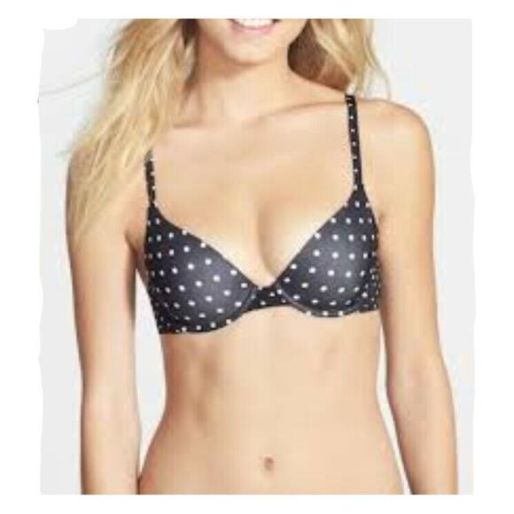 BP. Undercover Jayme Polk Dot Underwire T-Shirt Bra Black Size 32C - Picture 1 of 1